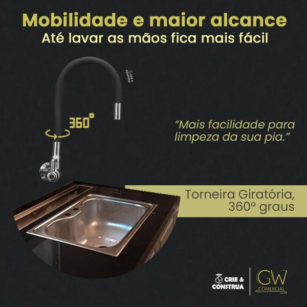 Imagem de Torneira de Cozinha Gourmet Slim Preto Fosco Parede Neo Ellegance 1/4 de volta