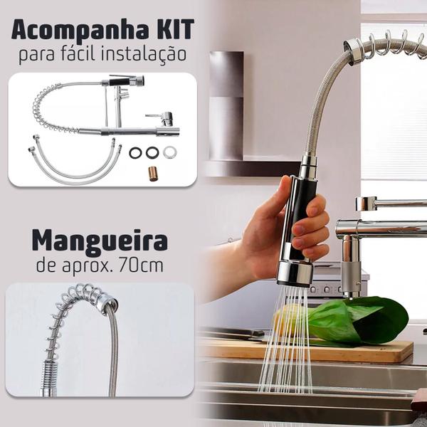 Imagem de Torneira De Cozinha Monocomando Gourmet Misturador Extensivo Spray