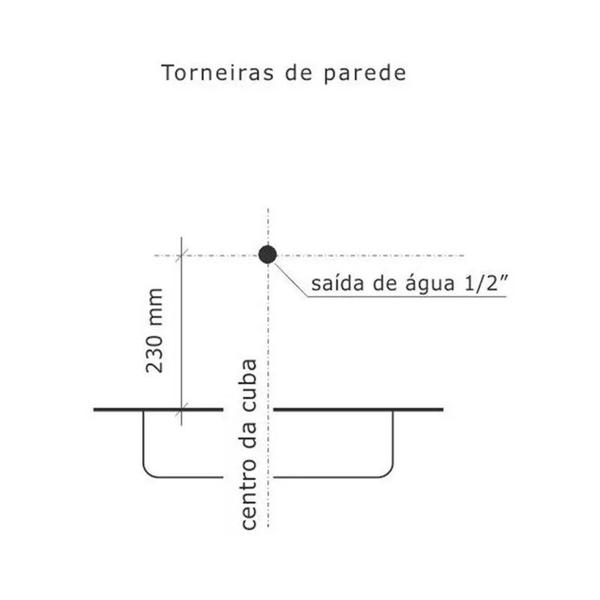 Imagem de Torneira de Cozinha Parede Tubo Móvel Petra 1169 Fabrimar - Tigre Metais