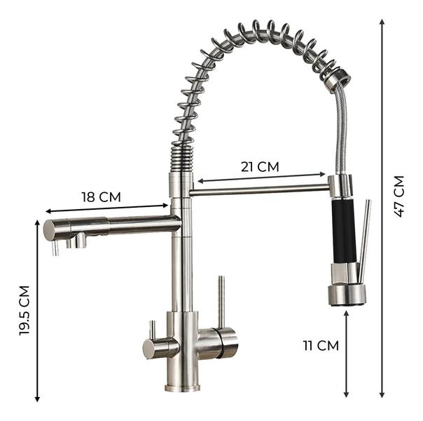 Imagem de Torneira De Cozinha Pia Gourmet Monocomando Inox 304 Luxo