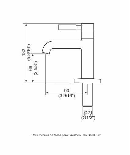 Imagem de Torneira de Mesa para Lavatório Slim 1/4