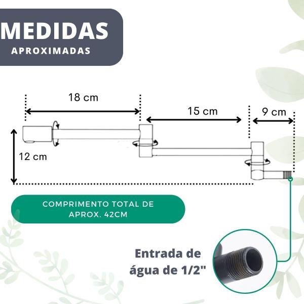 Imagem de Torneira de Parede Modelo Articulada Telescópica Dobrável Cor Preto para Cozinha Banheiro Lavanderia com Giro 360 Graus