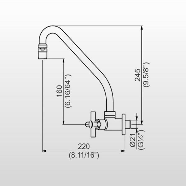 Imagem de Torneira De Parede Para Cozinha Bica Móvel Slim Cross 1168 C37 Perflex - PERFLEX