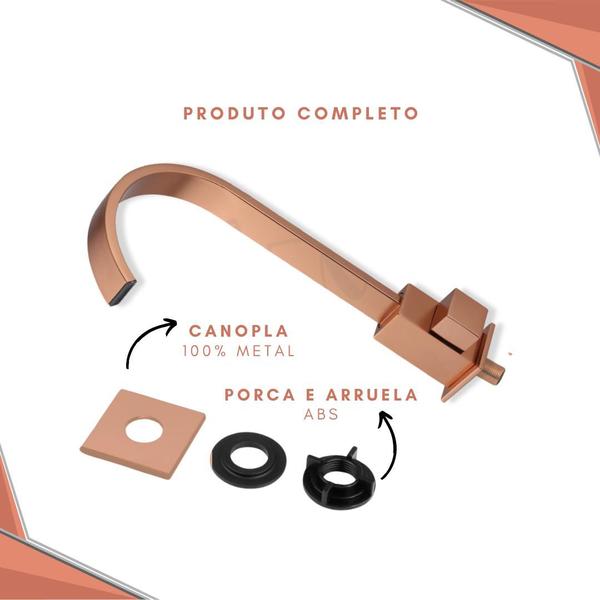 Imagem de Torneira de Pia para Banheiro Cascata Rose Gold Bica Movel Alta