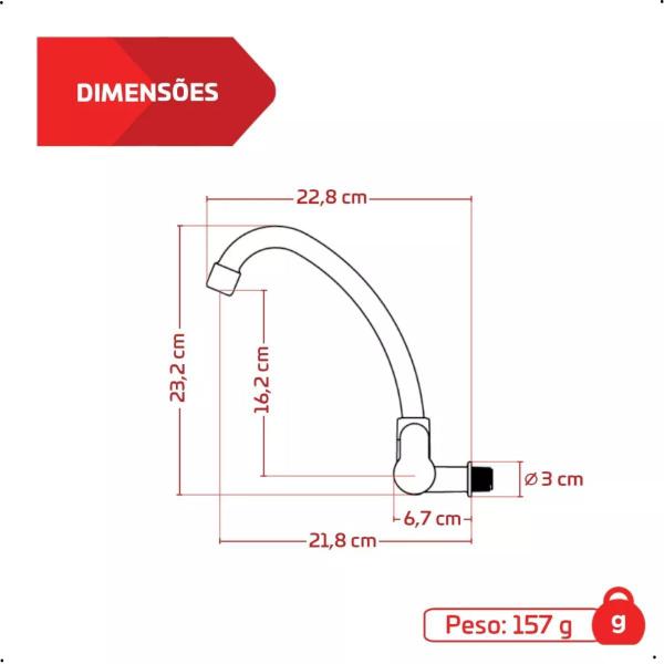 Imagem de Torneira de Plastico Simples de Parede Preto/Cromada Herc