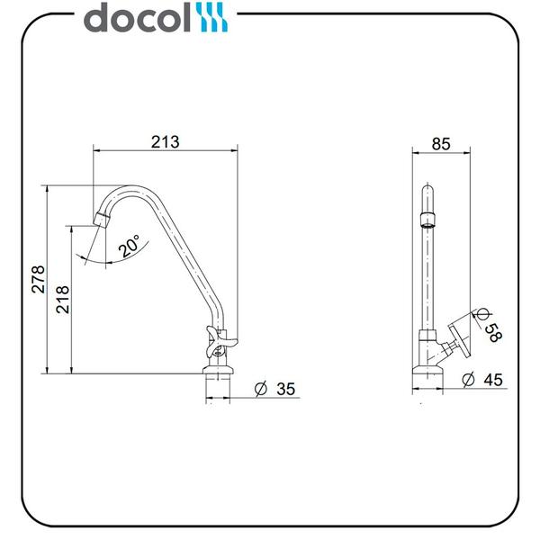 Imagem de Torneira Docol para Cozinha Bancada Bica Alta Nova Pertutti