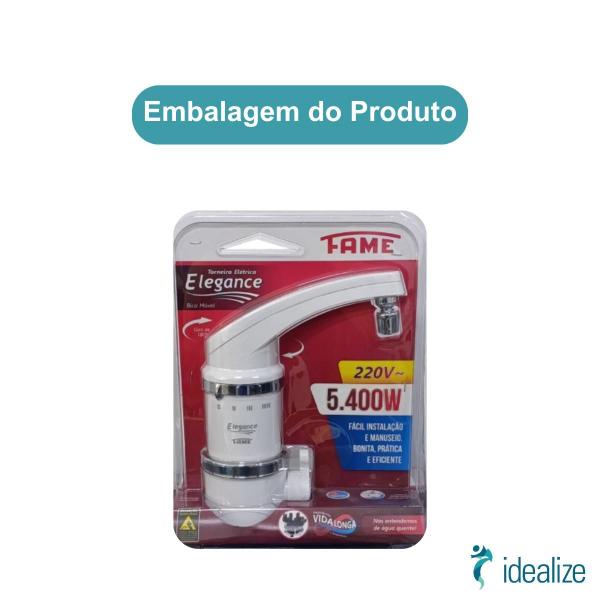 Imagem de Torneira Elétrica 4T de Parede Elegance 3389 220V 5400W Branco Fame