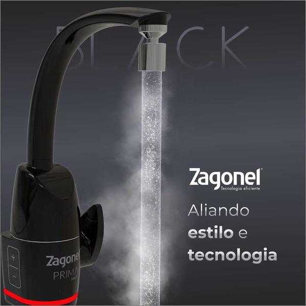 Imagem de Torneira elétrica com comando eletrônico Prima Tocuch Black Zagonel  220V (Preta)