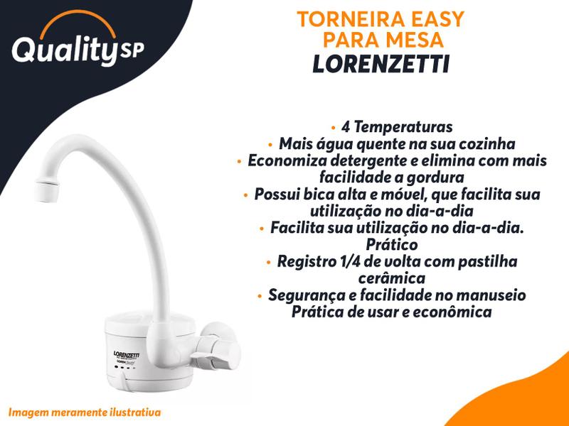 Imagem de Torneira Elétrica De Mesa Lorenzetti Easy Bica Alta 220v 5500w