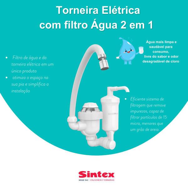 Imagem de Torneira Elétrica de parede com filtro Água 2 em 1 3T 220V 4400W TFP244 - Sintex