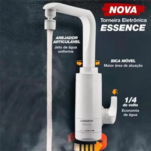 Imagem de Torneira Elétrica Essence 127V 4600W Branca Parede Lorenzetti