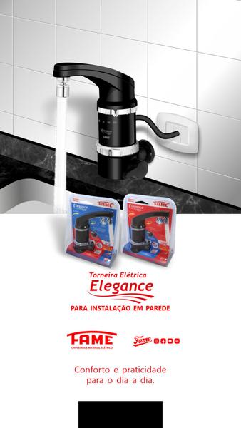 Imagem de Torneira Eletrica Fame 4t Elegance Preta 220v 5400w Parede