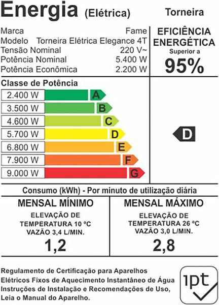 Torneira Elétrica Fame Elegance 4 Temperaturas De Parede Bica Alta Com Giro 180º 220v 5400w - Preta Imagem de Torneira Elétrica Fame Elegance 4 Temperaturas De Parede Bica Alta Com Giro 180º 220v 5400w - Preta
