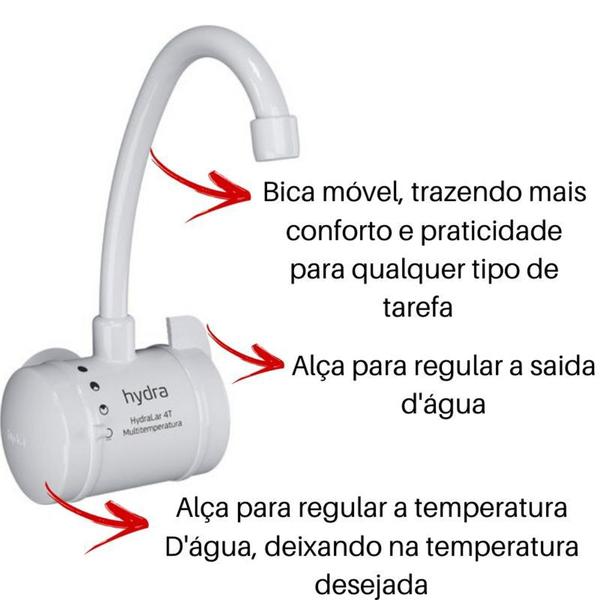 Torneira Elétrica Hydra bancada - 4 Temperaturas Hydralar 220w Imagem de Torneira Elétrica Hydra bancada - 4 Temperaturas Hydralar 220w