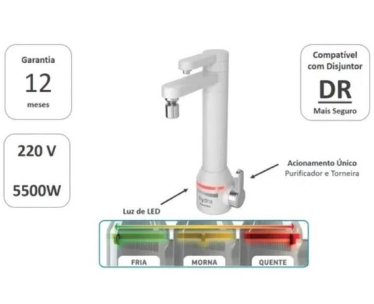 Imagem de Torneira Elétrica Hydra PuraVitta Purificador Bancada Branca