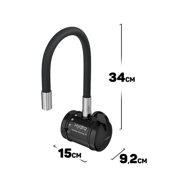 Torneira Elétrica Hydralar Gourmet Parede 4T Bica Alta Flex Preta Hydra Imagem de Torneira Elétrica Hydralar Gourmet Parede 4T Bica Alta Flex Preta Hydra
