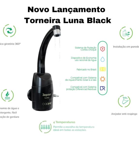 Imagem de Torneira Elétrica Luna 4 Temperaturas 5500W 220V Zagonel PT