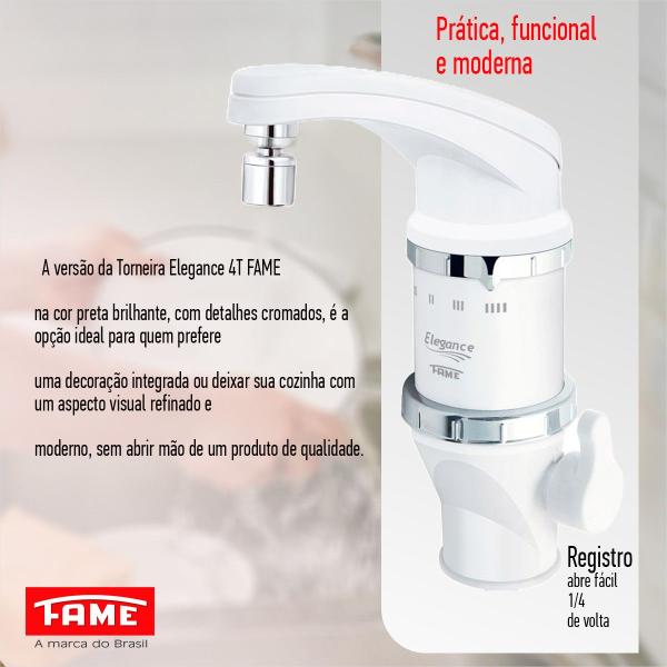 Torneira Elétrica Móvel Cozinha 127v 4.800w Bancada Fame Imagem de Torneira Elétrica Móvel Cozinha 127v 4.800w Bancada Fame