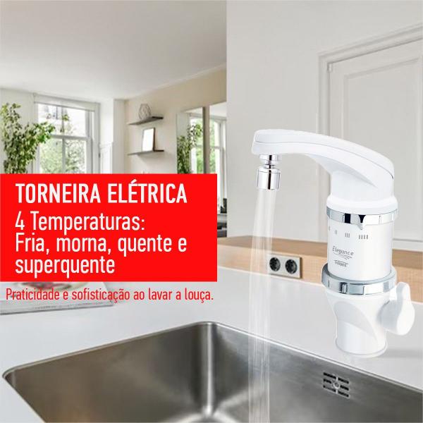 Torneira Elétrica Móvel Cozinha 127v 4.800w Bancada Fame Imagem de Torneira Elétrica Móvel Cozinha 127v 4.800w Bancada Fame