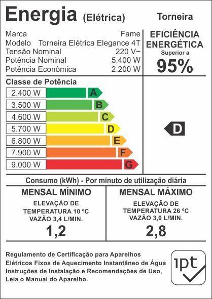 Imagem de Torneira Elétrica Parede Elegance 4t Branca 220V 5400W