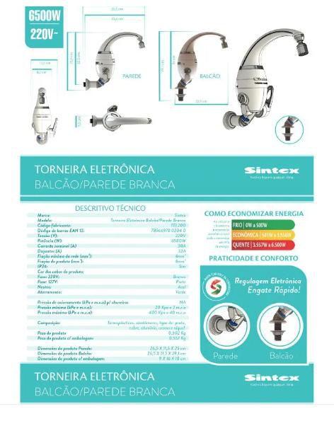 Imagem de Torneira Eletrônica 6500w 220v Sintex Branca