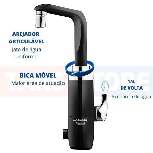 Imagem de Torneira Eletrônica De Mesa Essence Preto 220V Lorenzetti