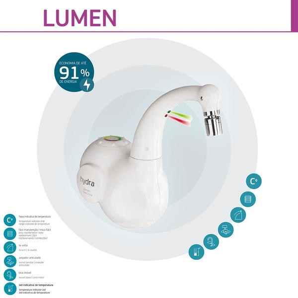 Imagem de Torneira Eletronica Hydra Lumen 127V/5500W Parede