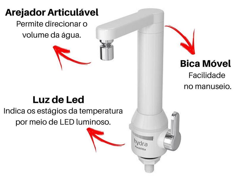 Imagem de Torneira Eletronica Hydra Puravitta Bancada - Branca  127V  5500W - TBPV.E.551BR