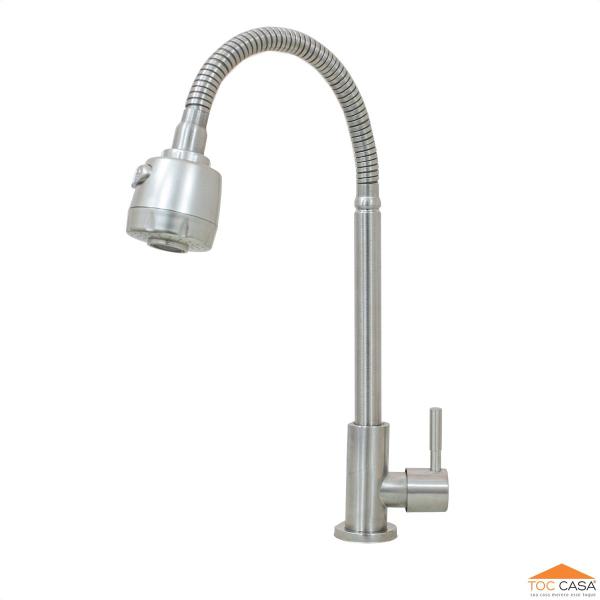 Torneira Em Inox Escovado Cozinha Mesa Gourmet Duplo Jato - Roddex Imagem de Torneira Em Inox Escovado Cozinha Mesa Gourmet Duplo Jato