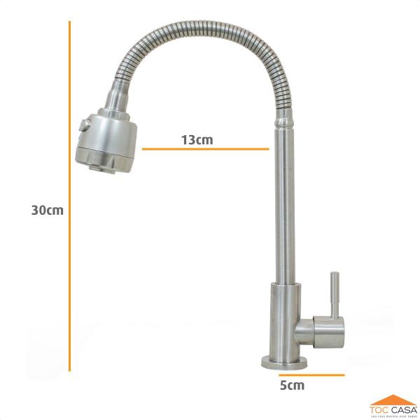 Torneira Em Inox Escovado Cozinha Mesa Gourmet Duplo Jato - Roddex Imagem de Torneira Em Inox Escovado Cozinha Mesa Gourmet Duplo Jato