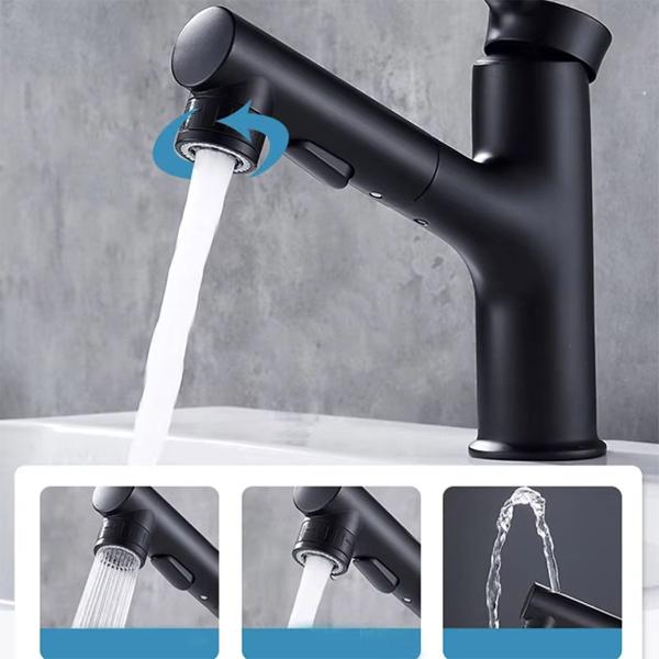 Imagem de Torneira Extensivel Banheira Banheiro Ducha Articulada Tres Jatos Mesa Pia Bancada Monocomando Agua Quente Fria Moderno Elegante Sofisticado