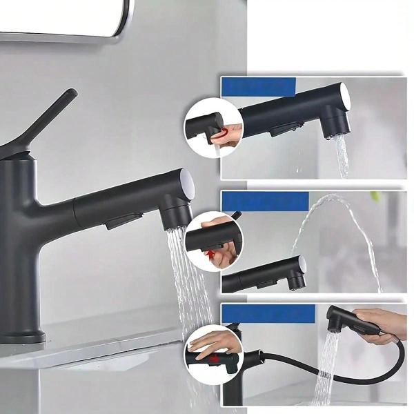 Torneira Extensivel Banheiro Banheira Monocomando Ducha Articulada Tres Jatos Mesa Bancada Agua Quente Frio Moderno Luxo - Ab.MIDIA Imagem de Torneira Extensivel Banheiro Banheira Monocomando Ducha Articulada Tres Jatos Mesa Bancada Agua Quente Frio Moderno Luxo
