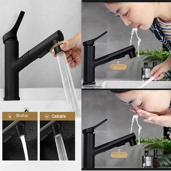 Torneira Extensivel Banheiro Banheira Monocomando Ducha Articulada Tres Jatos Mesa Bancada Agua Quente Frio Moderno Luxo - Ab.MIDIA Imagem de Torneira Extensivel Banheiro Banheira Monocomando Ducha Articulada Tres Jatos Mesa Bancada Agua Quente Frio Moderno Luxo