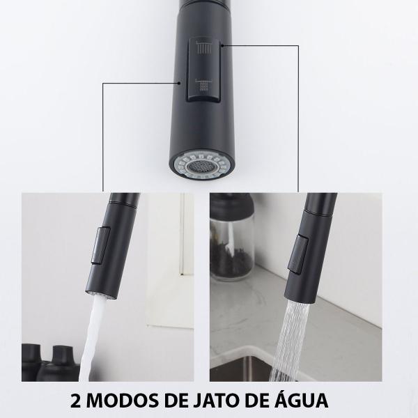 Imagem de Torneira Extensivel Gourmet Cozinha Pia Ducha Articulada 2 Jatos Mesa Bancada Monocomando Agua Quente Fria Moderno