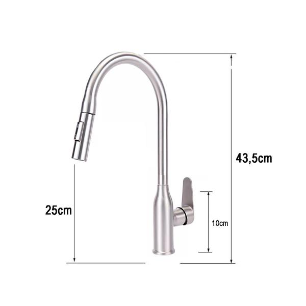 Imagem de Torneira Extensivel Gourmet Cozinha Pia Ducha Articulada Dois Jatos Bancada Mesa Agua Quente Fria Monocomando Pratico Moderno Sofisticado