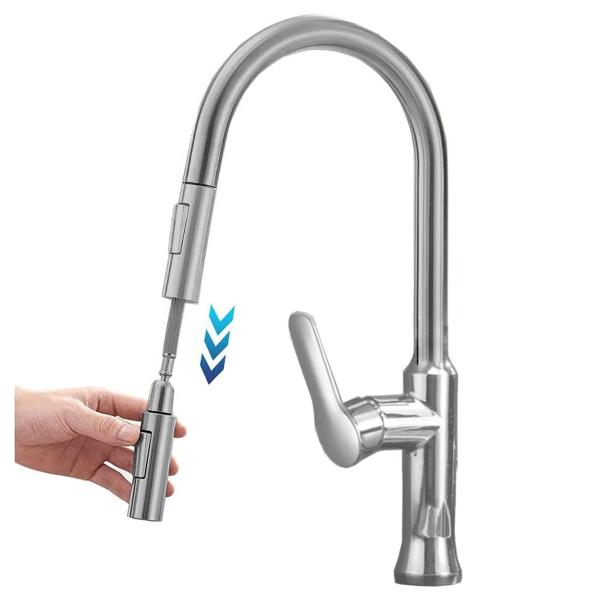 Imagem de Torneira Extensivel Gourmet Cozinha Pia Ducha Dois Jatos Articulada Mesa Bancada Monocomando Agua Quente Fria Moderno Sofisticado