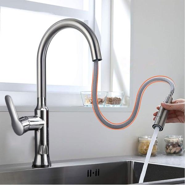 Imagem de Torneira Extensivel Gourmet Cozinha Pia Mesa Bancada Ducha Dois Jatos Articulada Monocomando Agua Quente Fria Sofisticado Luxo