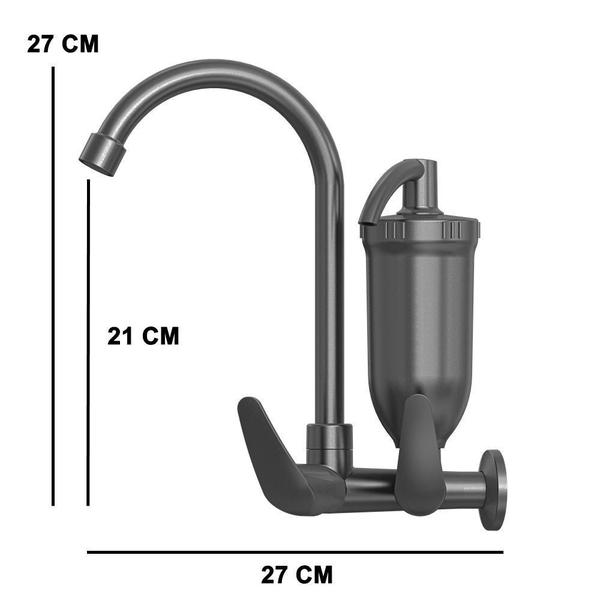 Imagem de Torneira Filtro Cozinha Parede ABS 1/4v Cinza 2167 Monoc Cinza