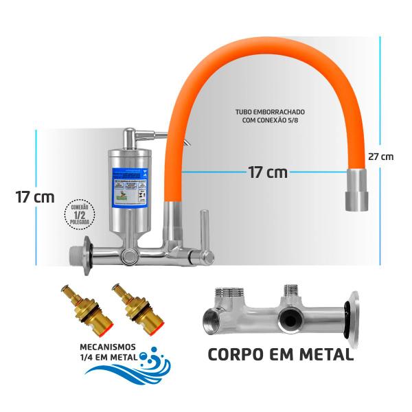 Imagem de Torneira Filtro Gourmet Parede Emborrachado Laranja 5/8