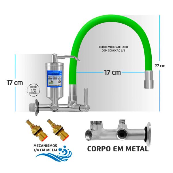 Imagem de Torneira Filtro Gourmet Parede Emborrachado Verde 5/8