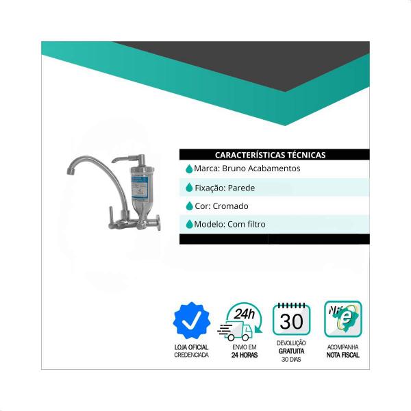 Imagem de Torneira Filtro purificador de Parede ecológico cromada