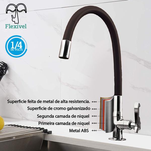 Imagem de Torneira Flexivel Para Cozinha Pia Bancada  Mesa Metal Fc-02