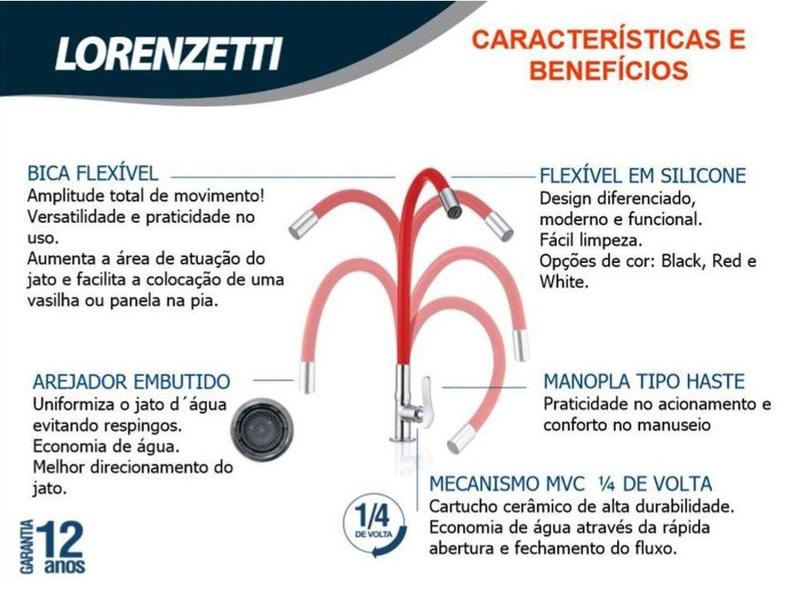 Imagem de Torneira Flexível Parede Cozinha Gourmet Lorenzetti