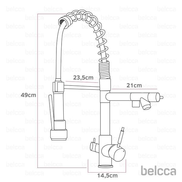 Imagem de Torneira Gourmet 50cm com Misturador Monocomando e Saída Para Água filtrada Cromada de BancadaBelccaTGM50CF-BL