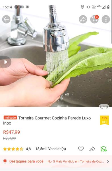 Imagem de Torneira Gourmet Bancada  Flexivel de Luxo ABS