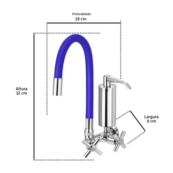 Imagem de Torneira Gourmet Colors Azul Filtro Cozinha Parede C62