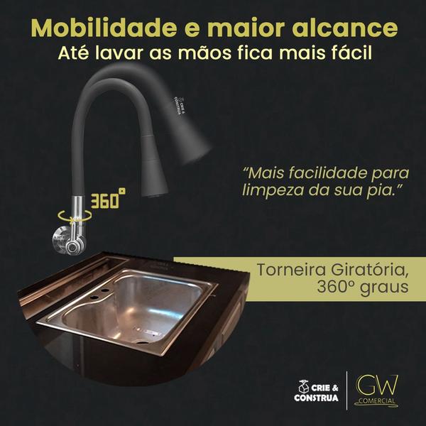 Torneira Gourmet Cone Black Matte Metal Parede 1/4 de Volta - Crie & Construa Imagem de Torneira Gourmet Cone Black Matte Metal Parede 1/4 de Volta