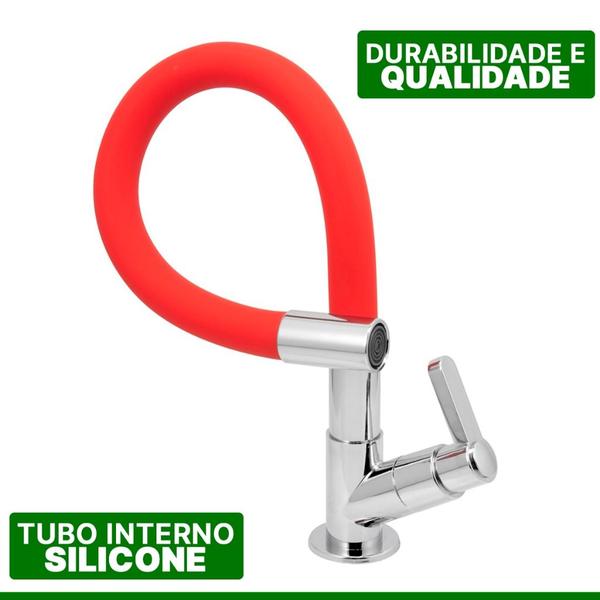 Imagem de Torneira Gourmet Cozinha Flexível Silicone de Bancada  1/2 Volta