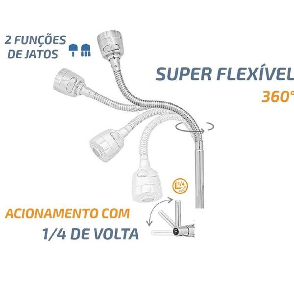 Imagem de Torneira Gourmet Cozinha Parede Pia Cano Flexível Inox 1/4