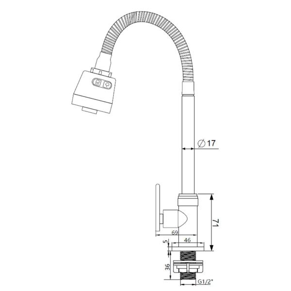 Imagem de Torneira Gourmet de Cozinha,bancada Alavanca Cromada Linha Metal Cromada Grascan Cromado